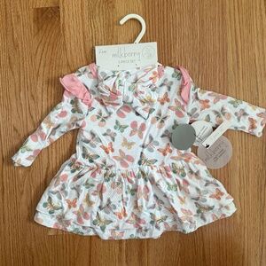 Milkberry Premium Bamboo SUPER SOFT Baby Girl Dress & Diaper Cover W/Headband